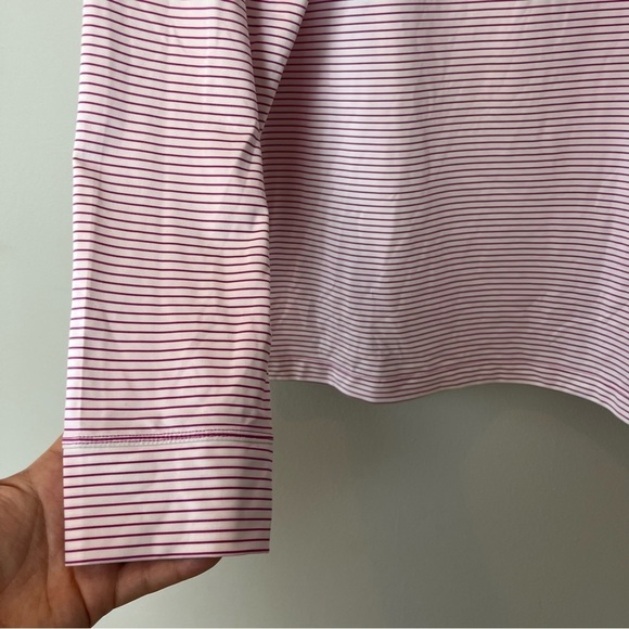 Coolibar UV Protected Long Sleeve Pink Striped Polo Sun Shirt Large - Picture 6 of 8